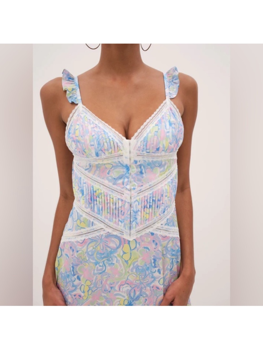 For Love & Lemons Pastel Floral Mini Slip Dress